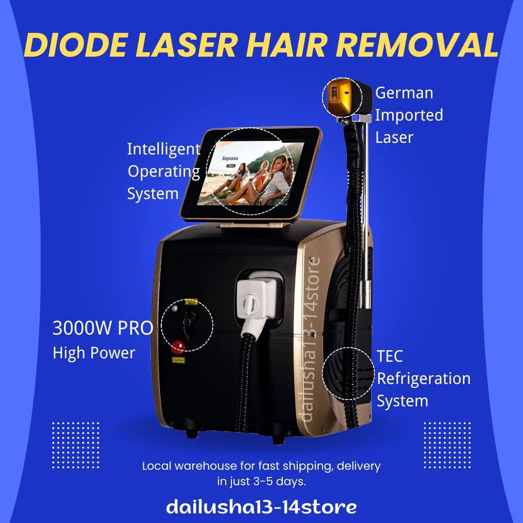 

Desktop 808nm Diode Laser Hair Removal Machine Ice Titanium Cooling Head Painless Permanent Hair Removal Device CE Approved