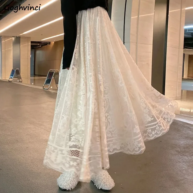 Minimalist Skirts for Women Young College Lace Design Fashion Loose High Street Casual Simple Solid Soft Summer Clothing Chic