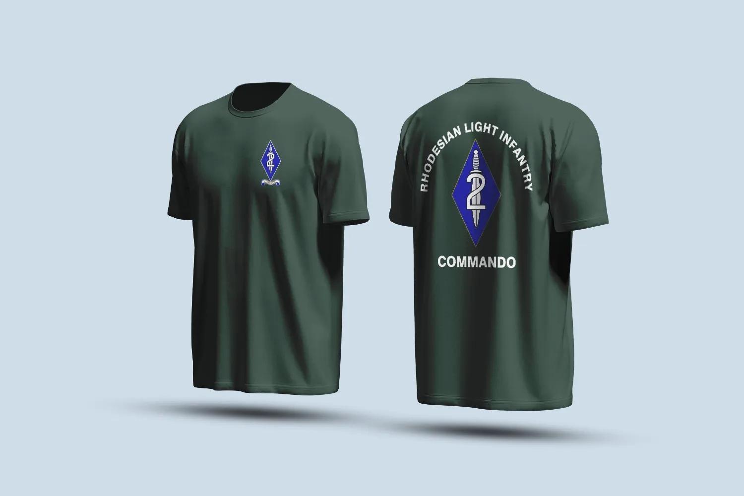RLI Military Rhodesian Light Infantry 2 Commando T-Shirt Short Sleeve Casual Shirt