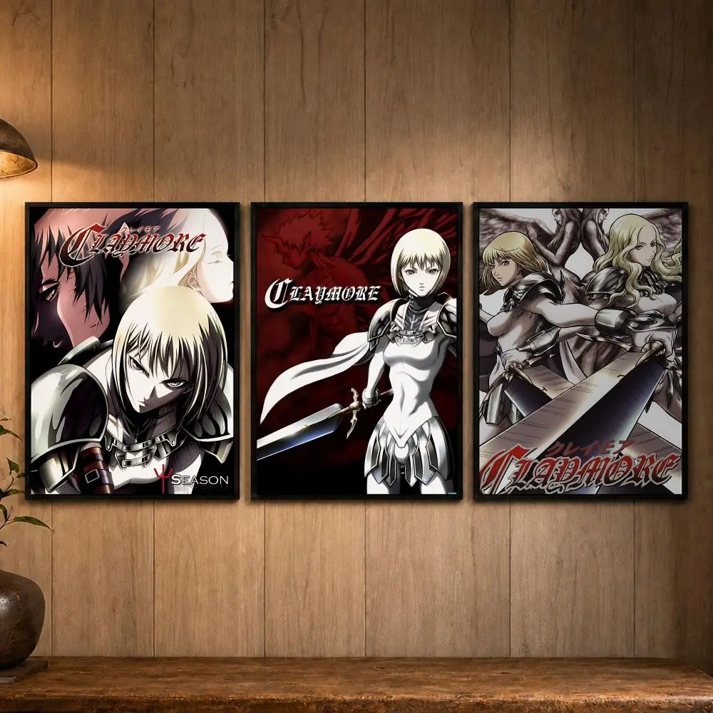 Luxury Anime C-ClaymoreS Poster Self-adhesive Art Poster Decoracion Painting Wall Art White Kraft Paper Home Decor