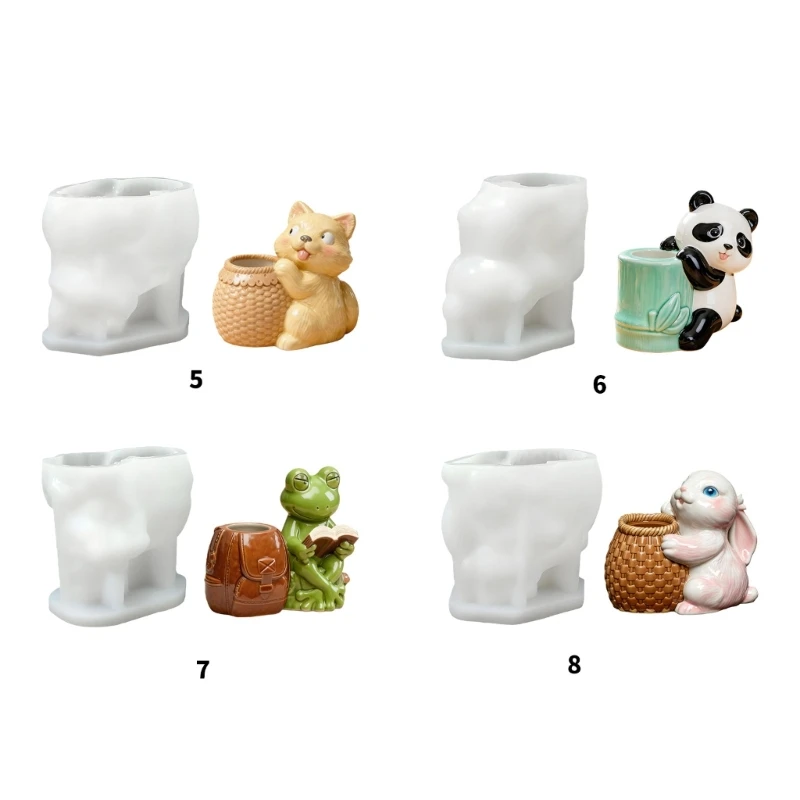 

H7EB Reusable Rabbit Panda Resin Mold For Water Culture Vases Hydroponic Vase Making Mould Portable Crafting Accessory