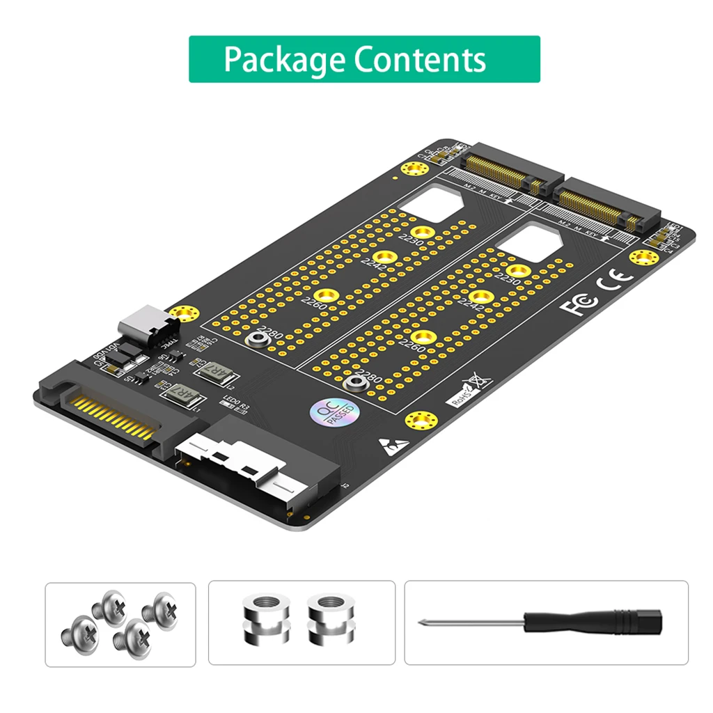 Dual M.2 M Key to SFF-8654 8i Adapter SATA Type C Power Supply Motherboard Support PCIe Bifurcation for M2 NVME SSD Riser Card