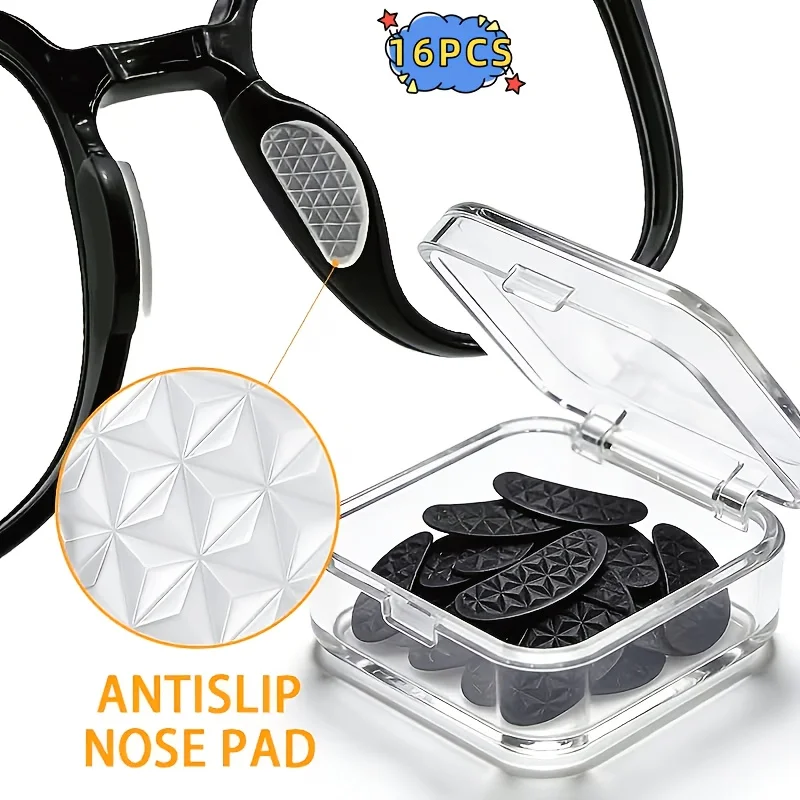 16pcs Anti-Slip Silicone Nose Pads, Self-Adhesive Lizard Texture Nose Cushions, Eyewear Non-Slip Bridge Protectors
