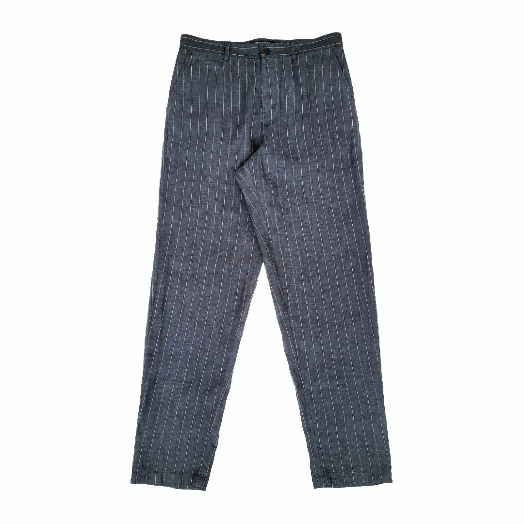 Amekaji Style Vintage Linen Striped Casual Pants men's Loose Foot Pants Good Quality Pants