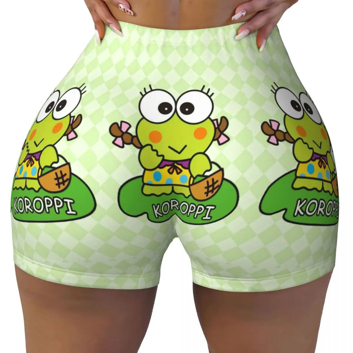 Custom Sanrioed Keroppi Workout Shorts Women Gym Running Biker Yoga Shorts