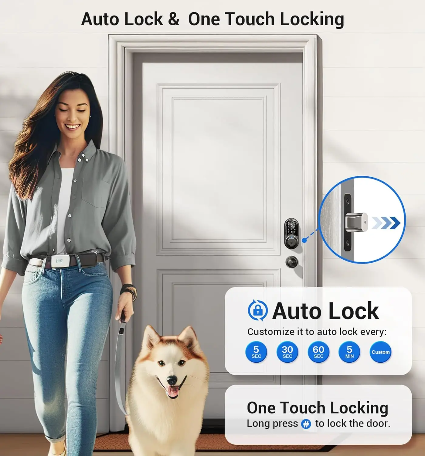 

Veise RZ07C Smart Locks for Front Door, 2 Knob Handle Set, Fingerprint Keyless Entry, App Control Biometric Lock