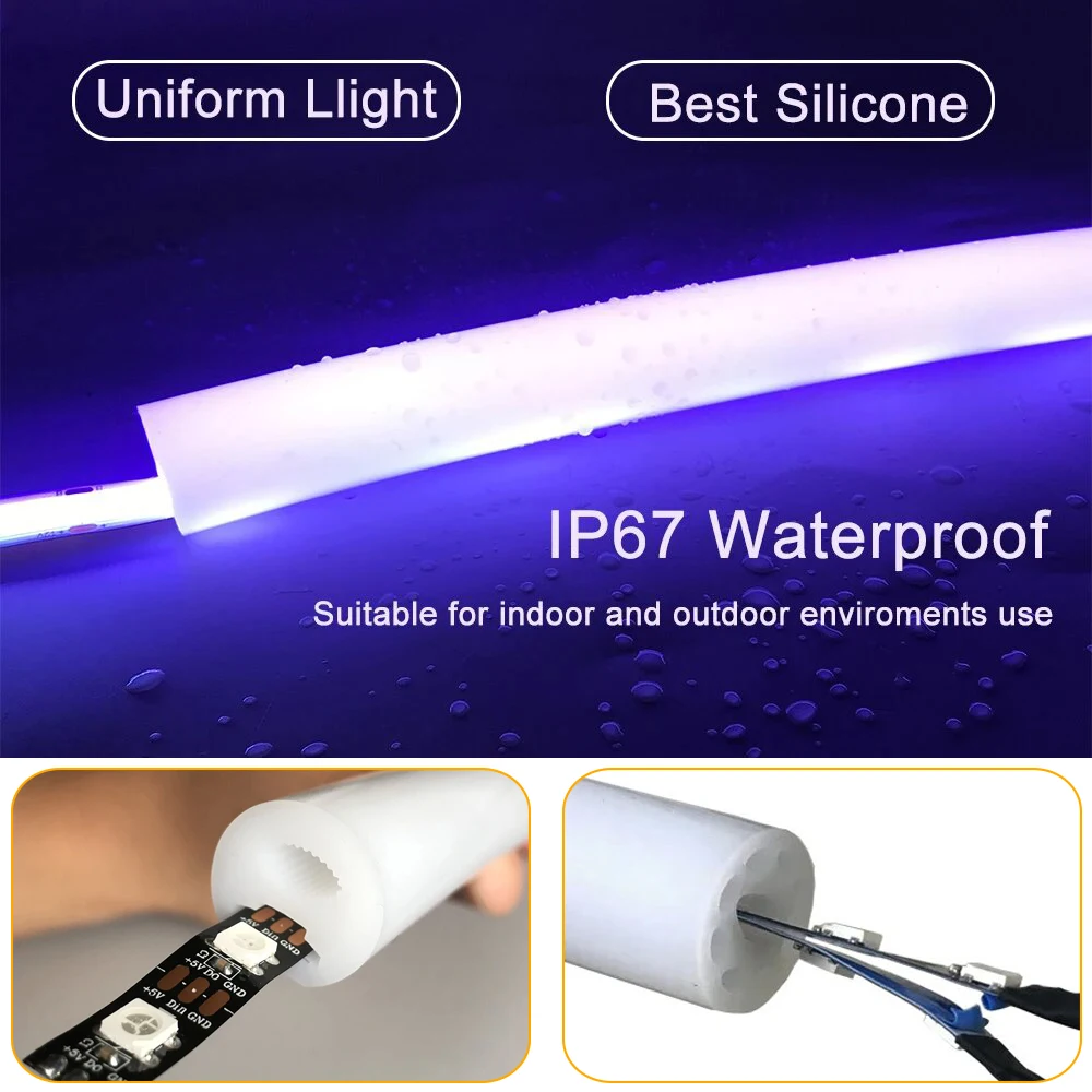 Silica Gel Tube 270° 360° Luminous Flexible Round Silicone Neon IP67 Waterproof For WS2812 WS2811 5050 5/8/10mm LED Strip Light