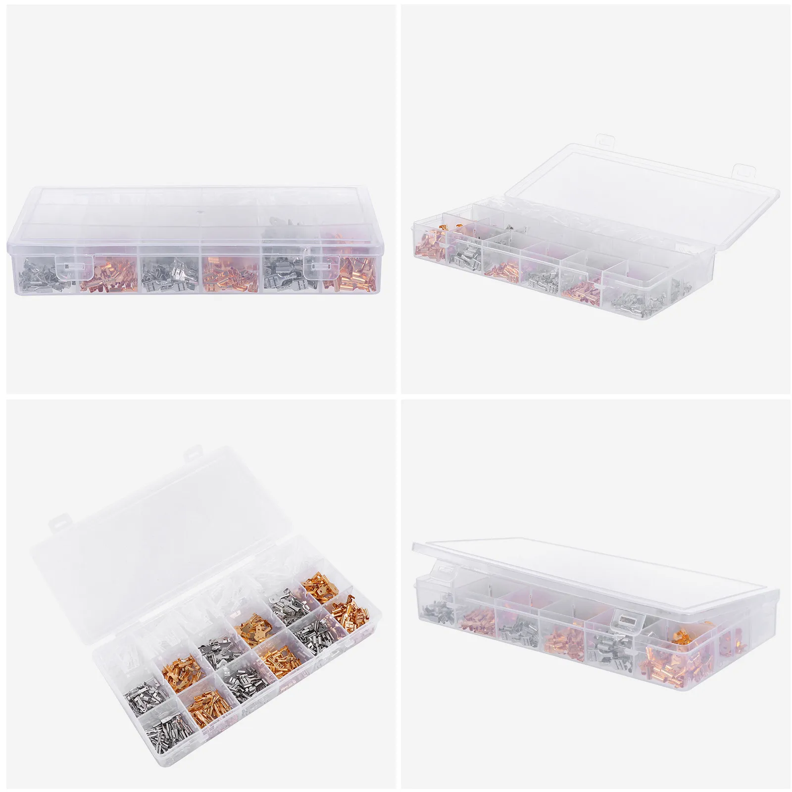 

540Pcs Cold Pressed Spring Terminal Connector 2.8 4.8 6.3mm Wire Connector Copper Spade Terminal Electrical Crimp Repair Kit