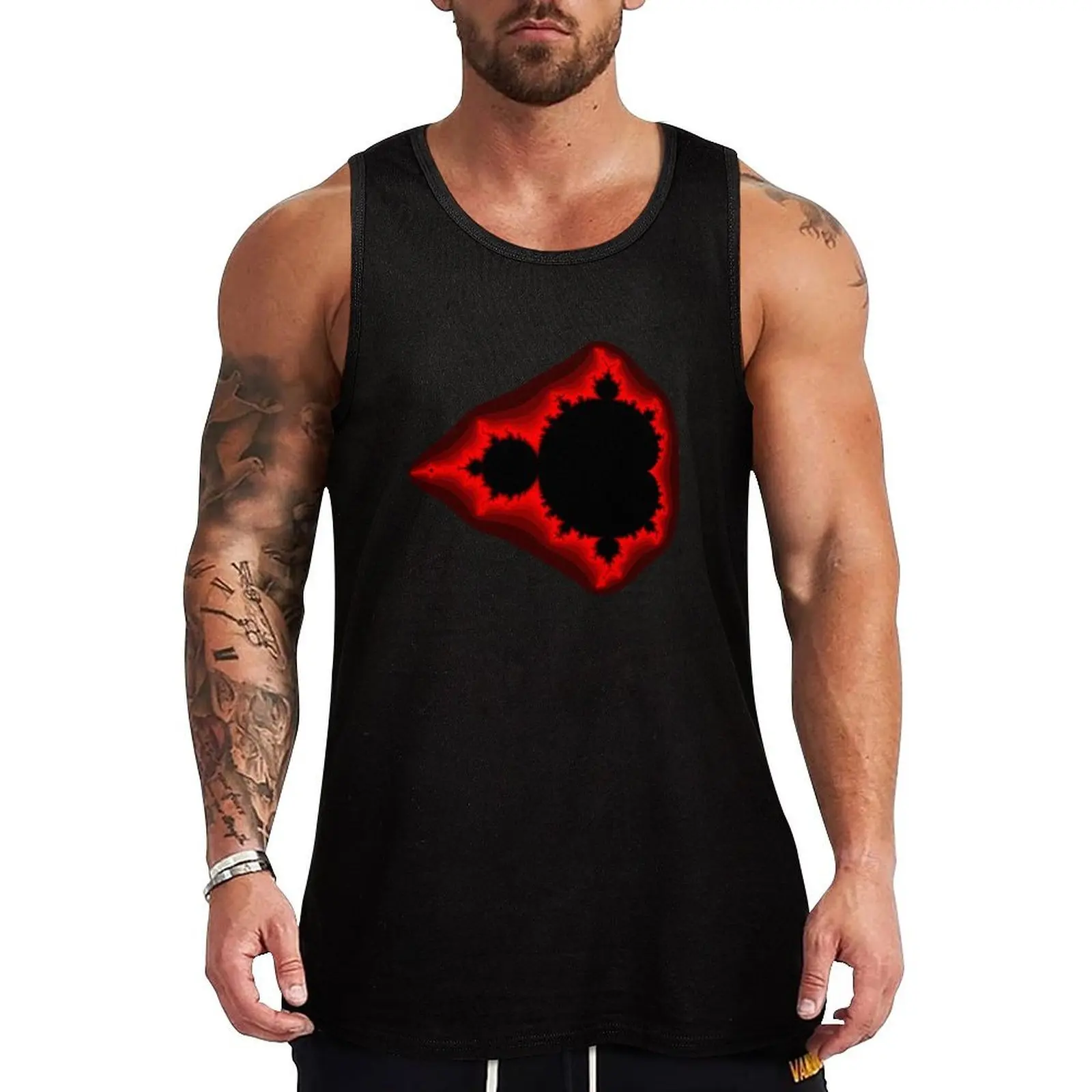 

Red Black Mandelbrot Tank Top Summer Beach Tank Top Casual Loose Sleeveless Shirt