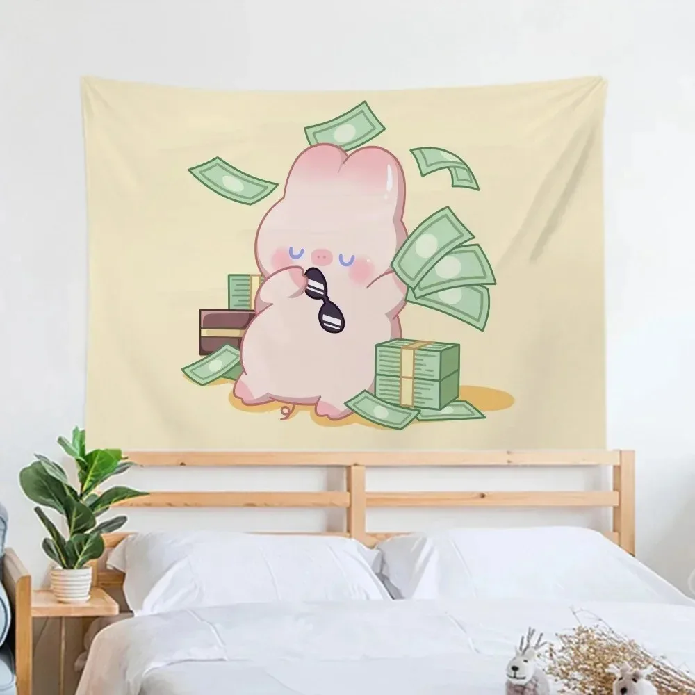 Cute Pig with Ice Cream Tapestry - Whimsical Wall Hanging for Home Decor, Perfect Gift for Those Who Love Adorable