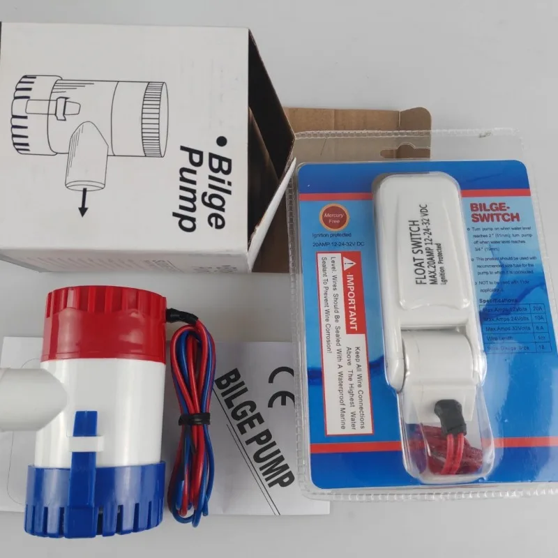 DC Bilge Pump Kit 12V 1100GHP , Submersible Water Pump for Boats Yachts, High Pressure 12V DC Pump  and accessories