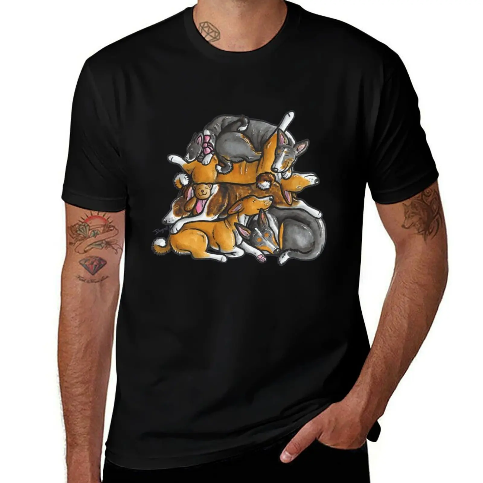 Sleeping pile of Basenji dogs T-Shirt Basic Tee Shirt for Everyday Outfit T-Shirt