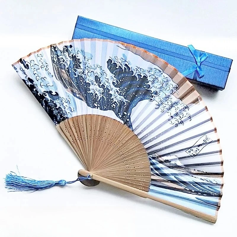 Ancient Style Handheld Folding Fan Portable Japanese Folding Fans with Tassel for Women Party Supplies Decorative Photos Prop