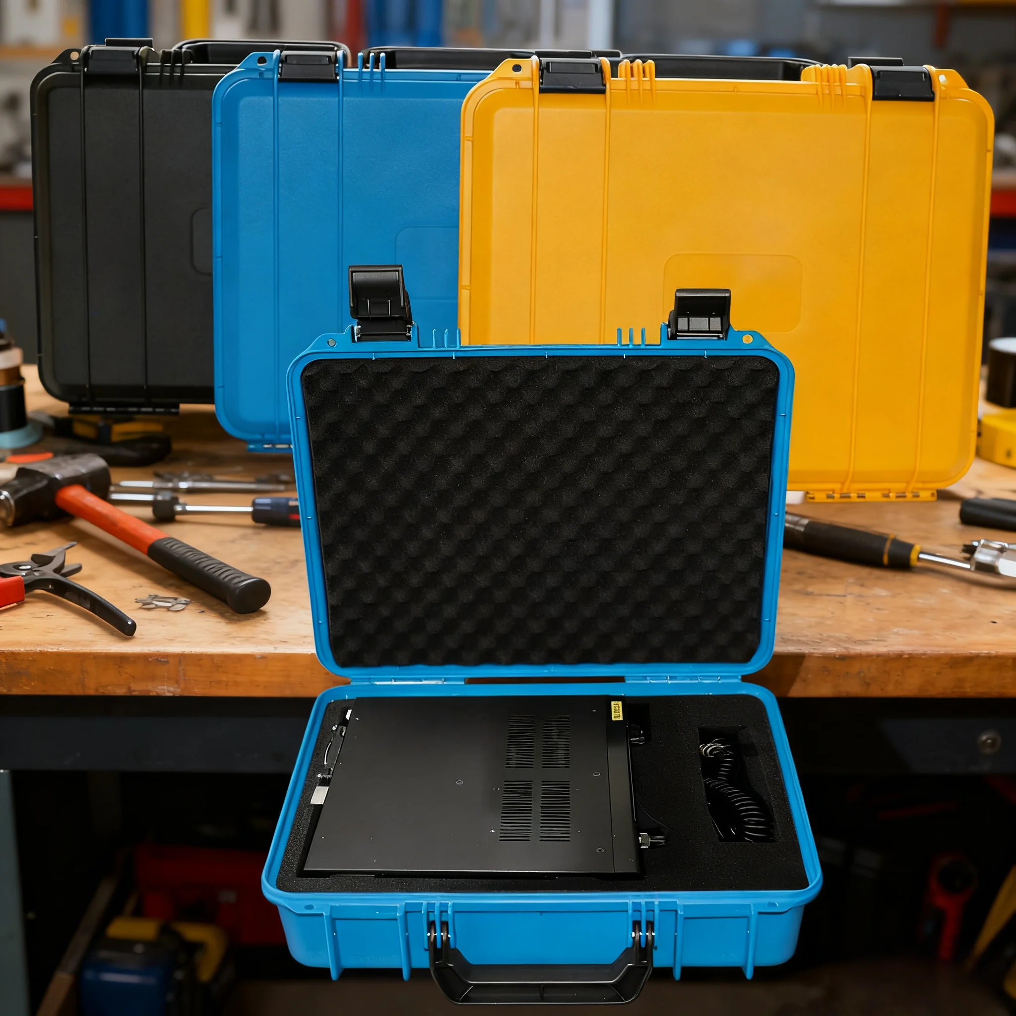 1pc Plastic Tool Case Suitable Carrying Tool Box Hardware Toolbox Portable Equipment Storage, Foam Padded Interior