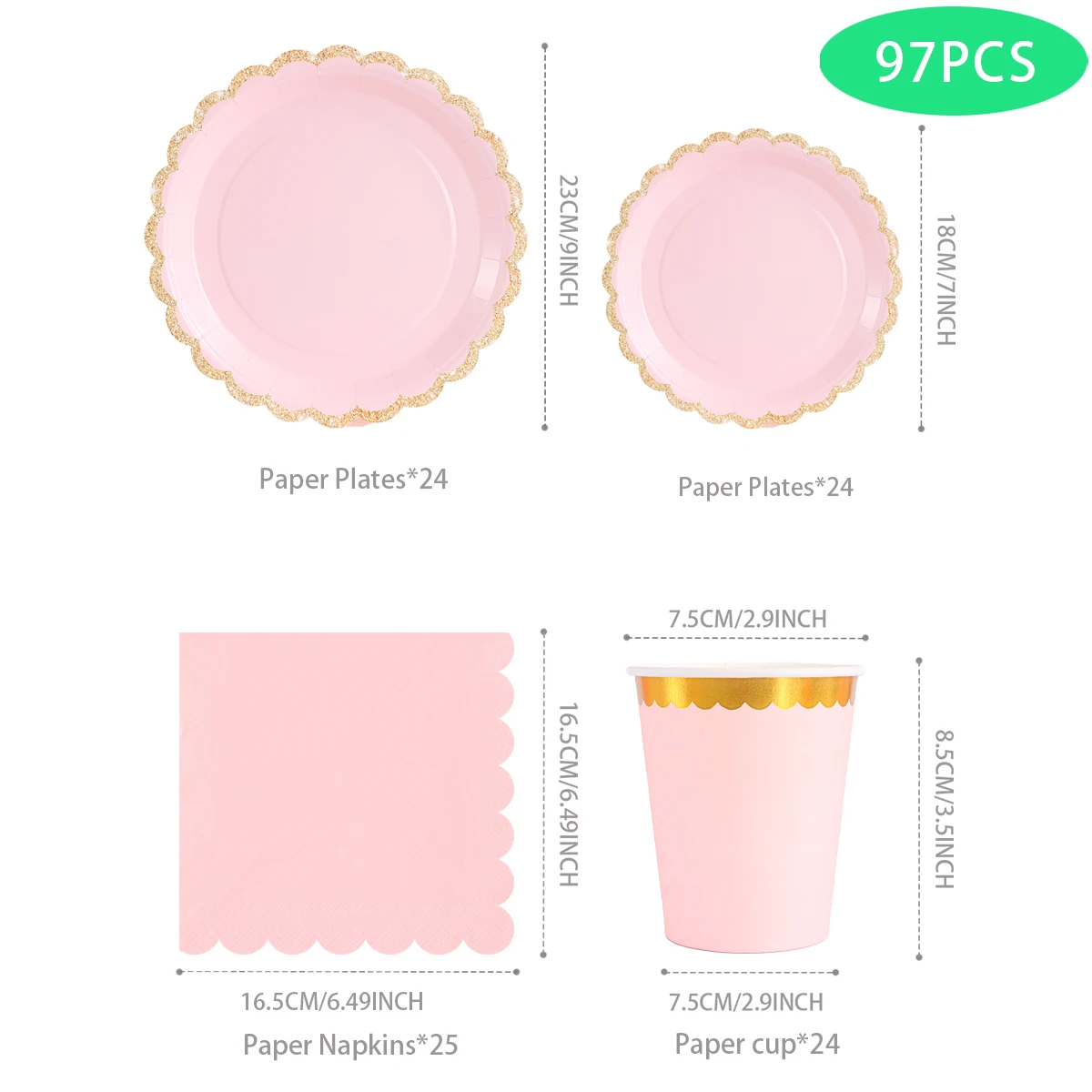 97Pcs Light Pink Gold-Edged Petal Dinnerware Set, with Gentle Nude Pink Tones and Delicate Gold Edges, Featuring a Beautiful Petal Pattern That Exudes a Sense of Sophistication Disposable Plates, Paper Cups, and Napkins Are All Included in the Set, with a Delicate Texture and Attractive Appearance, Easily Creating a Romantic Atmosphere. Suitable for Various Beautiful Themed Parties Such as Birthday Parties, Wedding Dessert Tables, Spring Picnics, and Girls' Afternoon Tea.