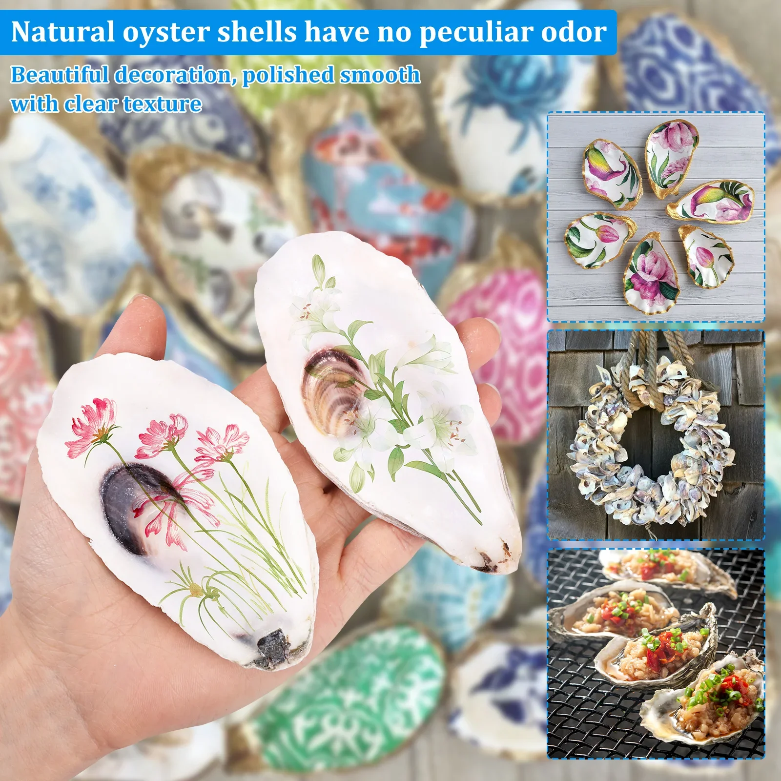 20Pcs Natural Oyster Shell Set 3-4'' Calcium Carbonate Oyster Shell DIY Craft Sea Shell for Home Party Decor Christmas Pendants view 6
