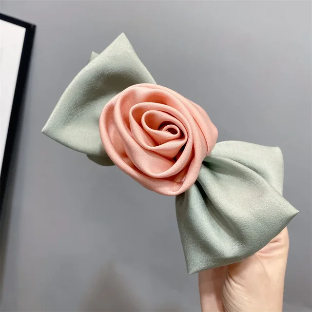 Moda duża kolorowa róża szpilka do włosów tkanina kokardka węzeł wiosna motyl klips do włosów słodka dziewczyna kobiety koreańskie akcesoria do włosów nakrycia głowy