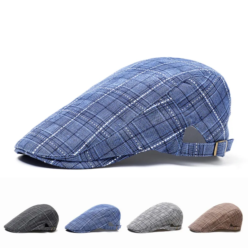 Men Women Beret Linen Newsboy Cap Herringbone Breathable Summer Gatsby Ivy Cabbie Driving Hunting Hat