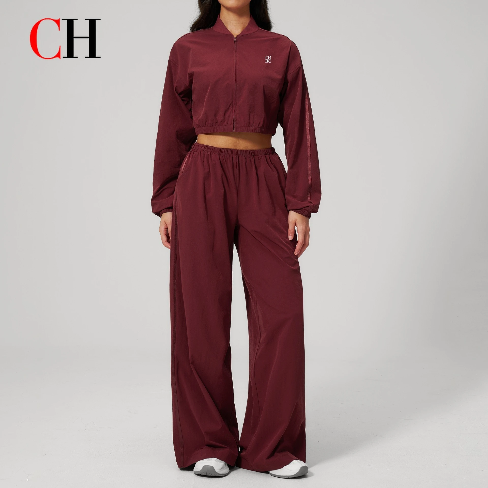 CH New Yoga Set For Women Sun Protection Short Top Outdoor Fitness Sports Quick-dry Long Pants Two-piece Set