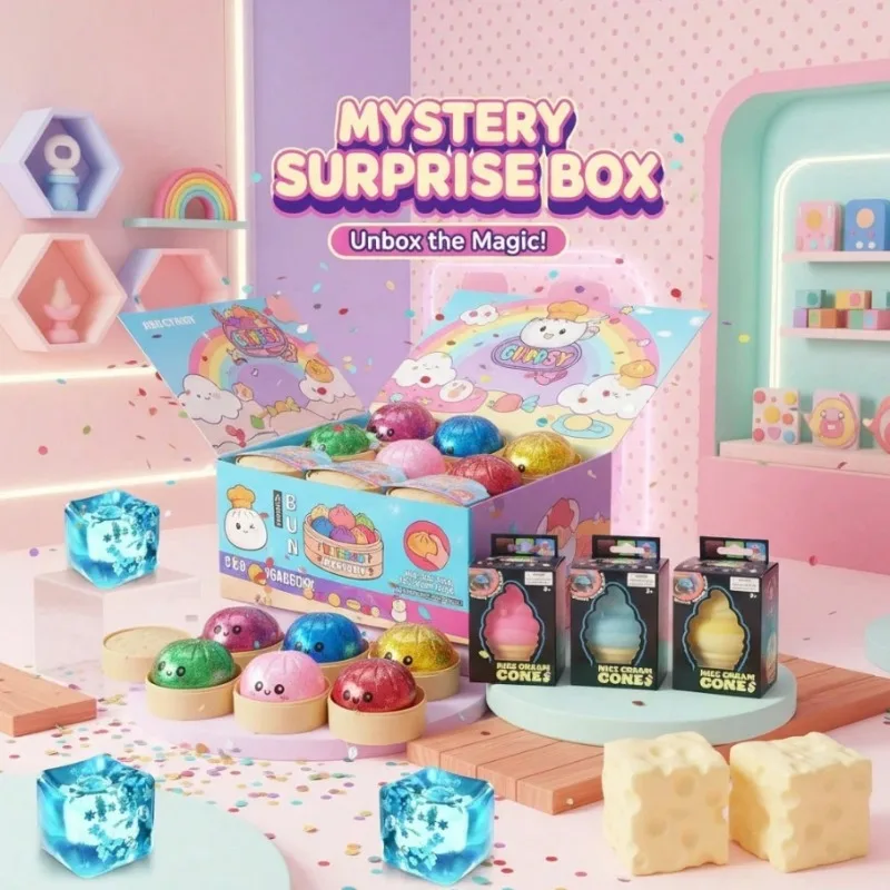 Caja Misteriosa Aleatoria de Juguetes Blandos, 3 Sorteos Independientes por Compra, Set de Juguetes Blandos Sorpresa Coleccionables, 4 Diseños Aleatorios