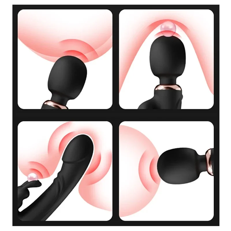 Double Head Powerful Vibrator Dildos Wand for Women 30 Speed G Spot Clit Stimulator Vagina Massager Adult Sex Toys for Woman