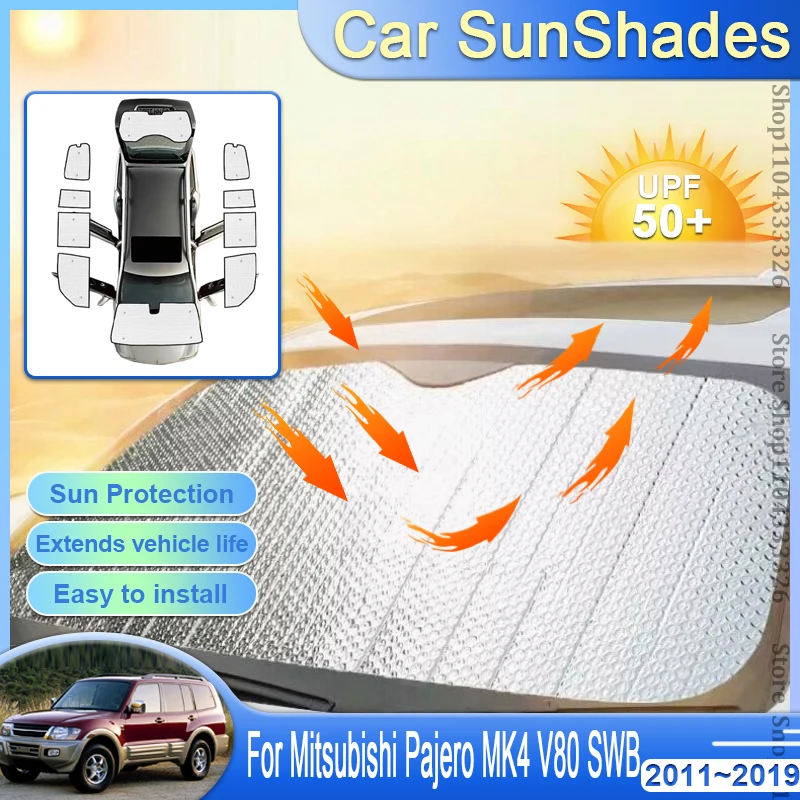 

For Mitsubishi Pajero MK4 V80 NS NT NW NX SWB 5-door 2006~2021 Cover Reflector Sun Shade Visor Silver Retractable Car Protection
