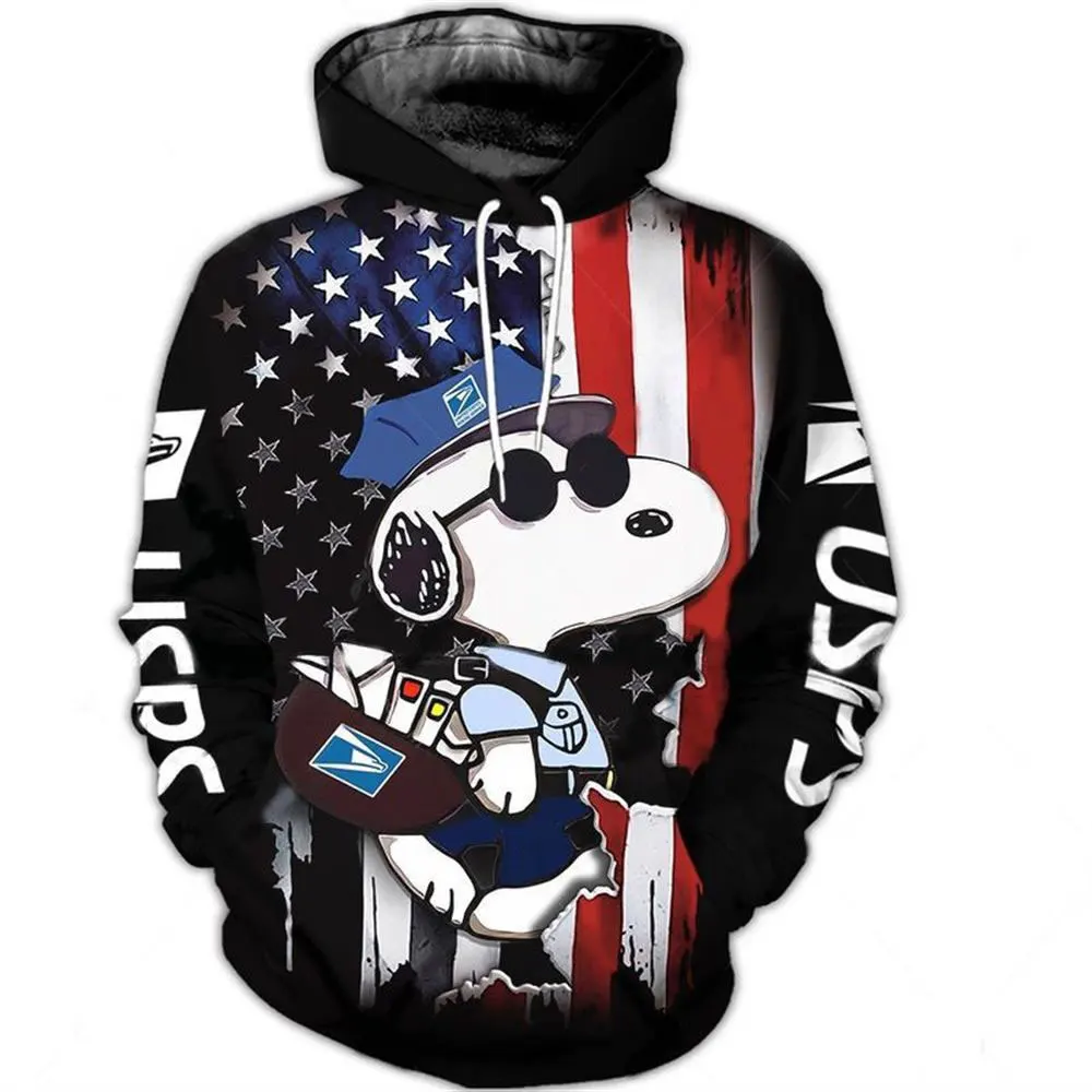 2024 New Spring and Autumn 3D Printing Peanut Snoopy Couple Hoodie Children's Street Leisure Sports fashion pullover