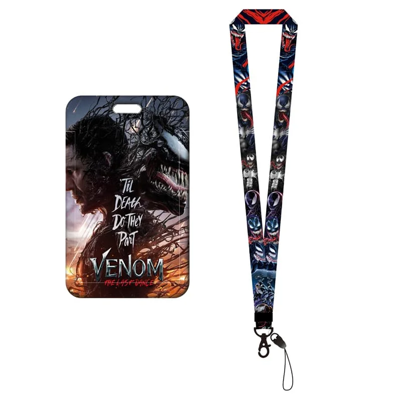 Venom The Last Dance Card Holder Lanyard พวงกุญแจประตูการ์ดสายคล้องคอ ID Credential Holder Key อุปกรณ์เสริมสําหรับชาย