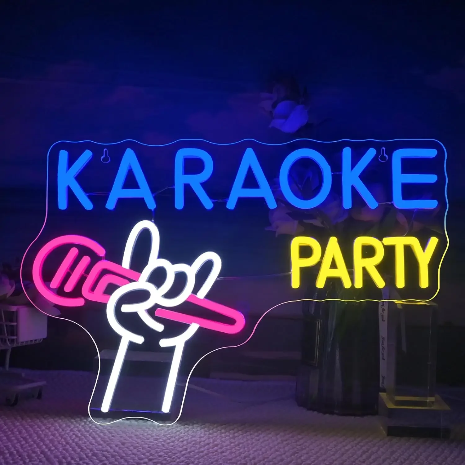 Karaoke Party Neon Sign USB Dimmable LED Neon Light for Bar Music Record Studio Nightclub Bar Business Store Home Decor Gift