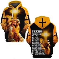 3D Printing Christian Jesus Hoodies Jesus Bless Us Faith Above Fear Hooded Sweatshirts Kids Fashion Streetwear Pullover Clothing