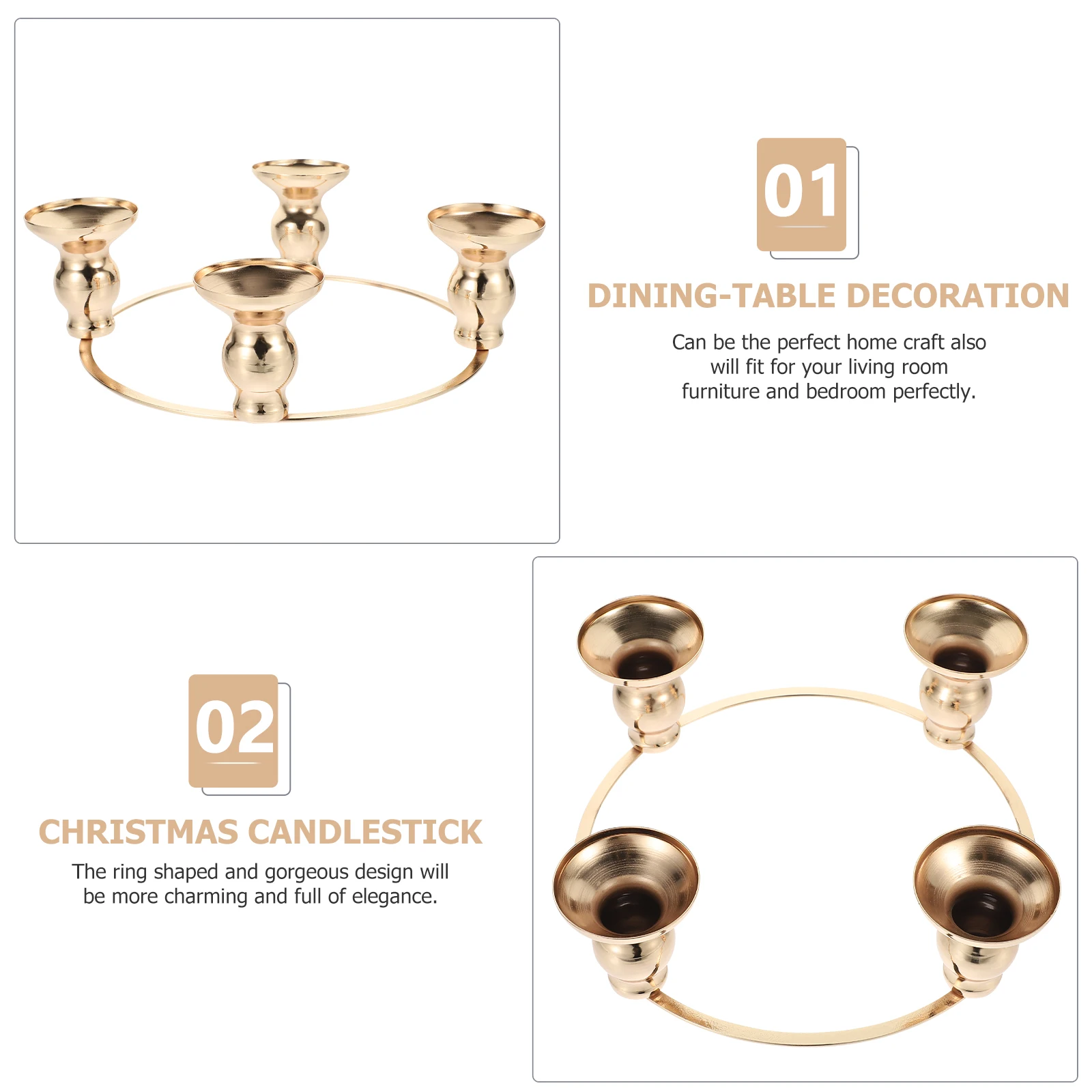 

Xmas Metal Ring Holder for Pillar Taper Candles Wreath Garland Decoration Dining Table Centerpiece Advent Holder