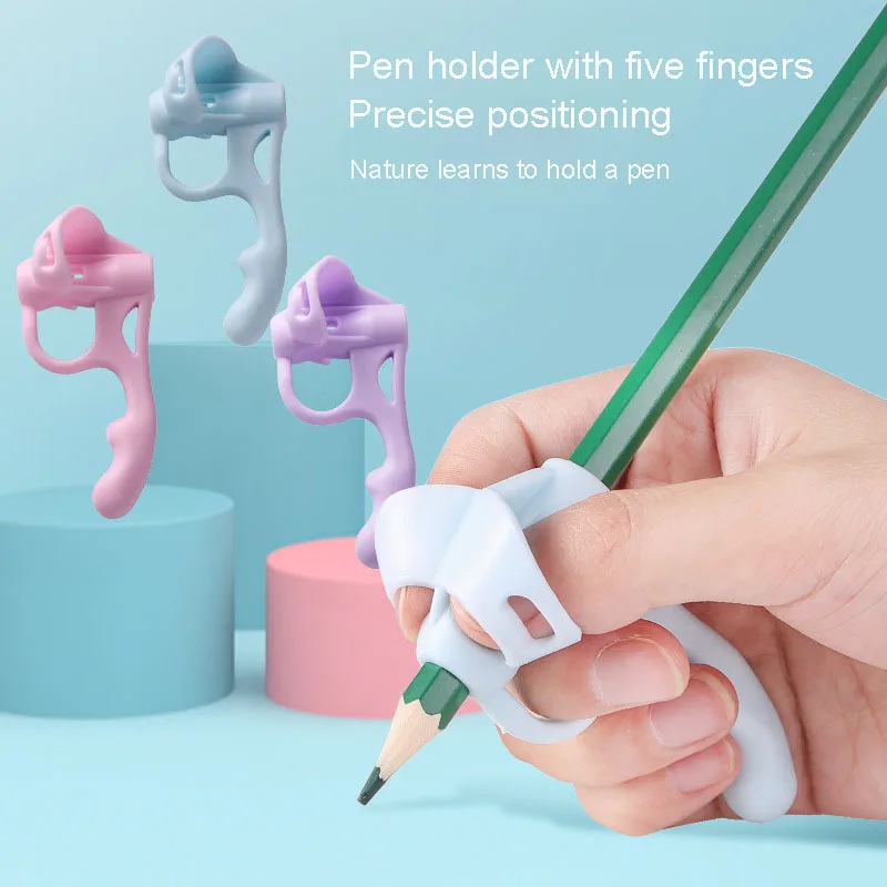 Multi-Color Five Finger Pen Holder For Children With Silicone Correction Of Writing Posture Pen Holder Appliance Stationery