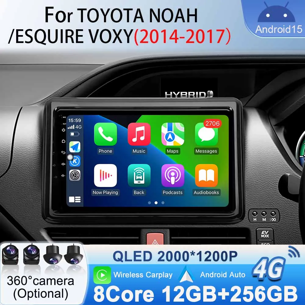 For Toyota Noah Esquire Voxy 2014 2015 2016 2017  Car Radio Player Multimedia Video GPS Navigation Wireless Carplay Android Auto