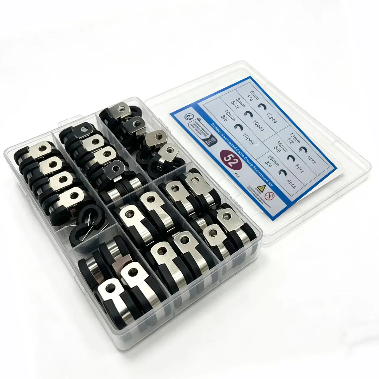 Stainless Steel Cable Fasteners with Compliant Rubber Insert for Uniform Load Distribution and Reduced Point Pressure on Cables