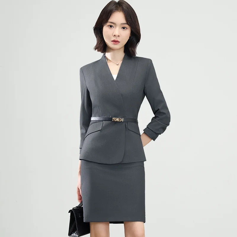 Professionelles Anzugset für Damen, Langarm, Herbstsaison, Hotelmanager, Arbeitskleidung für die Rezeption, eleganter High-End-Verkaufsabteilung