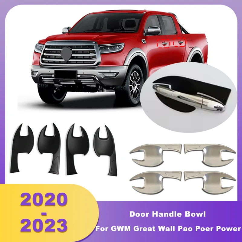 

ABS Chrome Matte Black Door Handle Bowl Insert Cover For GWM Great Wall Pao Poer Power 2020 2021 2022 2023 Pick Up