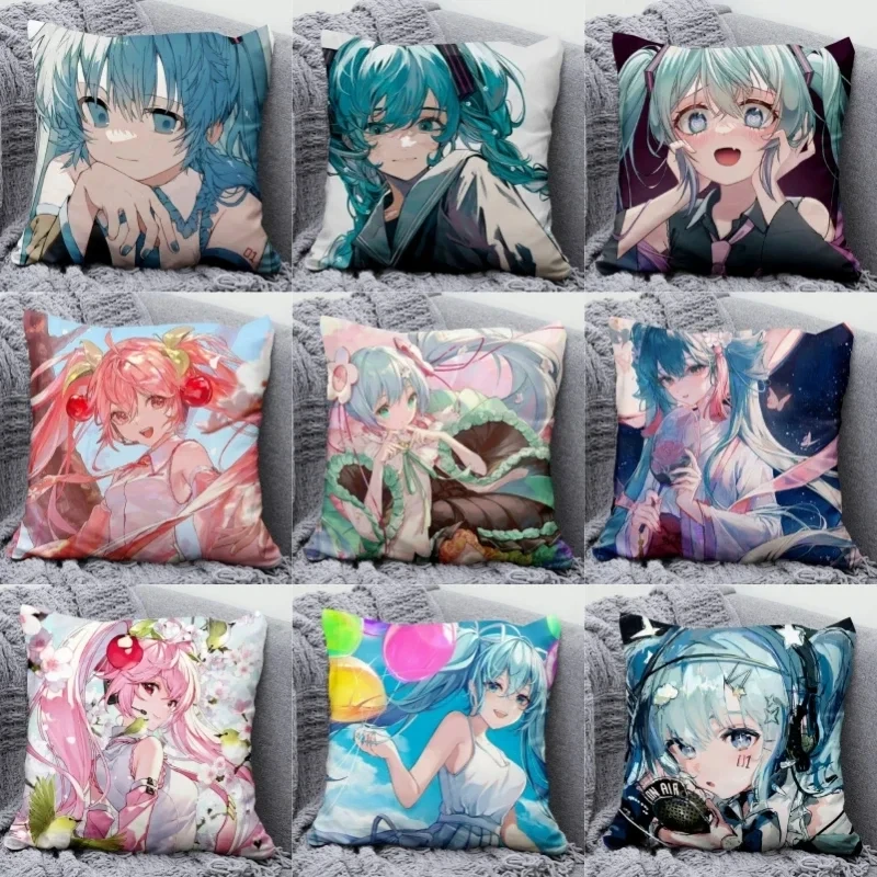 Cute Kawai Hatsune Miku Pillow Is Soft Comfortable Anime Cartoon Sofa Skin-friendly Material Cushion Cushions Removable Washable