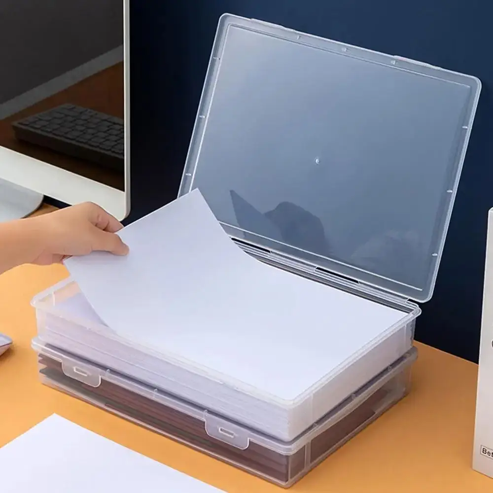 Conteneur de rangement de documents en plastique, multifonctionnel, A4 A5, organisateur de fichiers transparent, fournitures scolaires, de bureau et de maison, 1 pièce