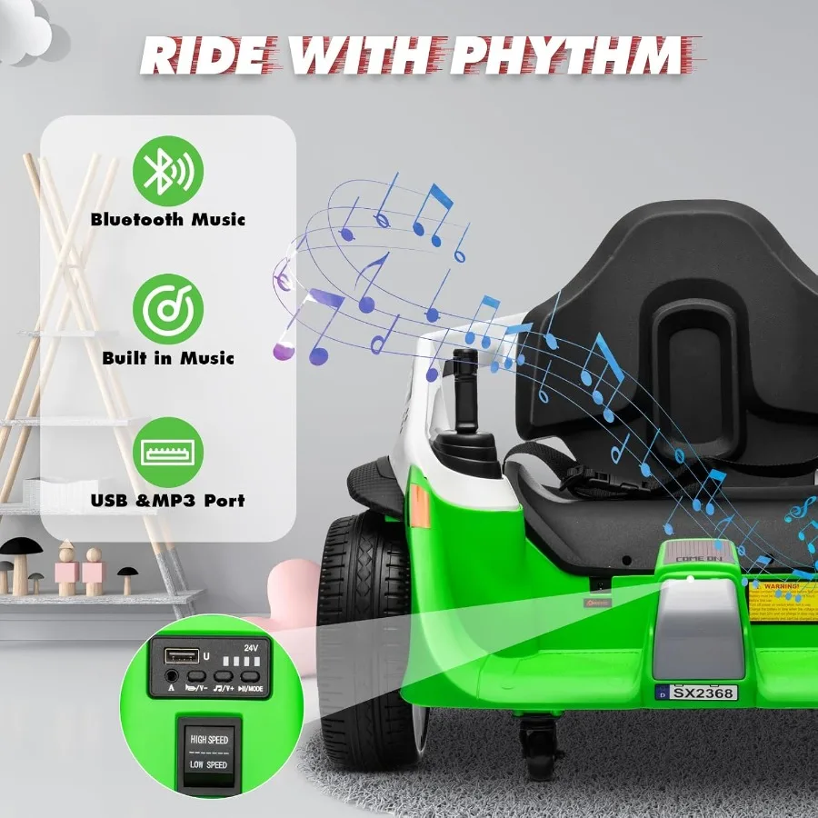 Ride On Bumper Car for Kids, 3.5MPH Max, 24V Electric Bumping Toy W/Parent Remote,3-Speed,360°Spin，Bluetooth Music, Electric Bum