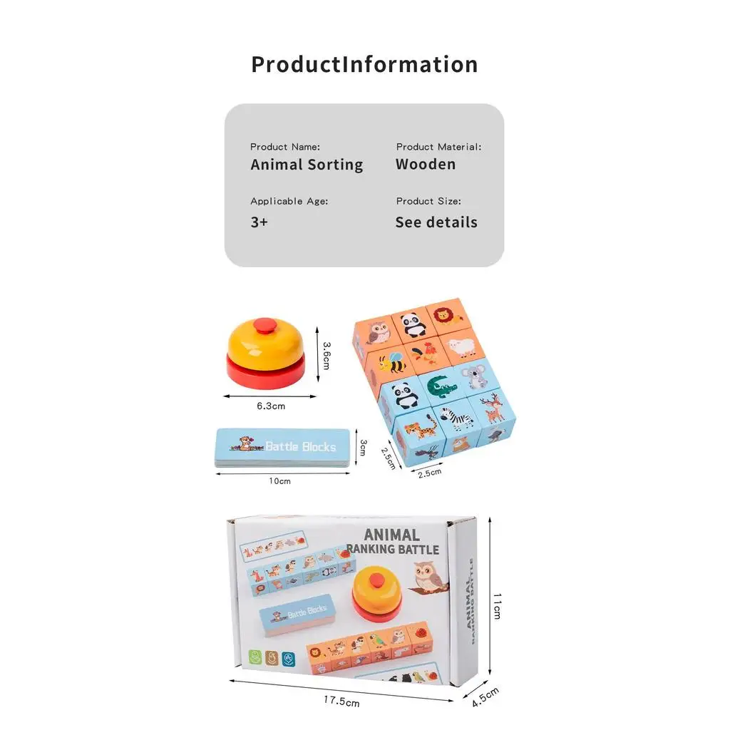 Würfel-Tier-Puzzle Holzbausteine Brettspiel Holzklötze für Kinder Spielzeug Geschenk – Detail 8