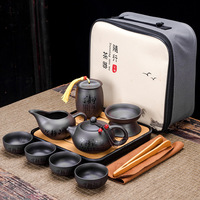 10PCS Purple Clay Kung Fu Tea Set Chinese Tea Set Porcelain Tea Cup Set Teapot Tea Cup Portable Tea Set Storage Bag