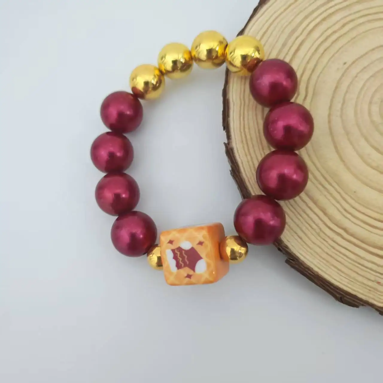 

Рождественский браслет из красного золота с жемчугом для маленьких девочек, женщин или детей, новогодние рождественские носки ручной работы, браслет из бисера