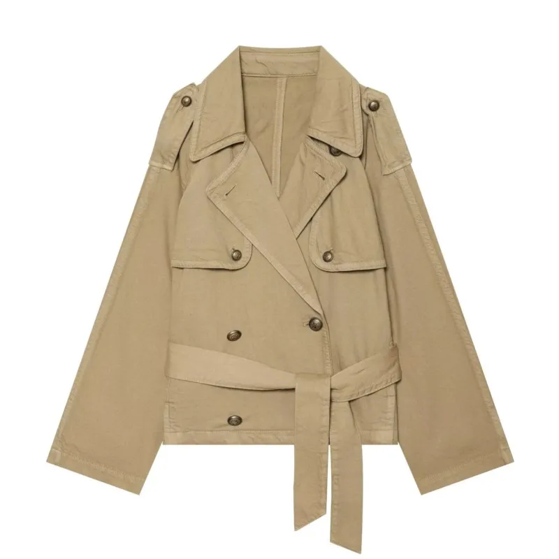 Women's Winter Jackets with Belt New 2026 Double-Breasted Long Sleeve Women's Windbreaker Jacket Chic Female Coats
