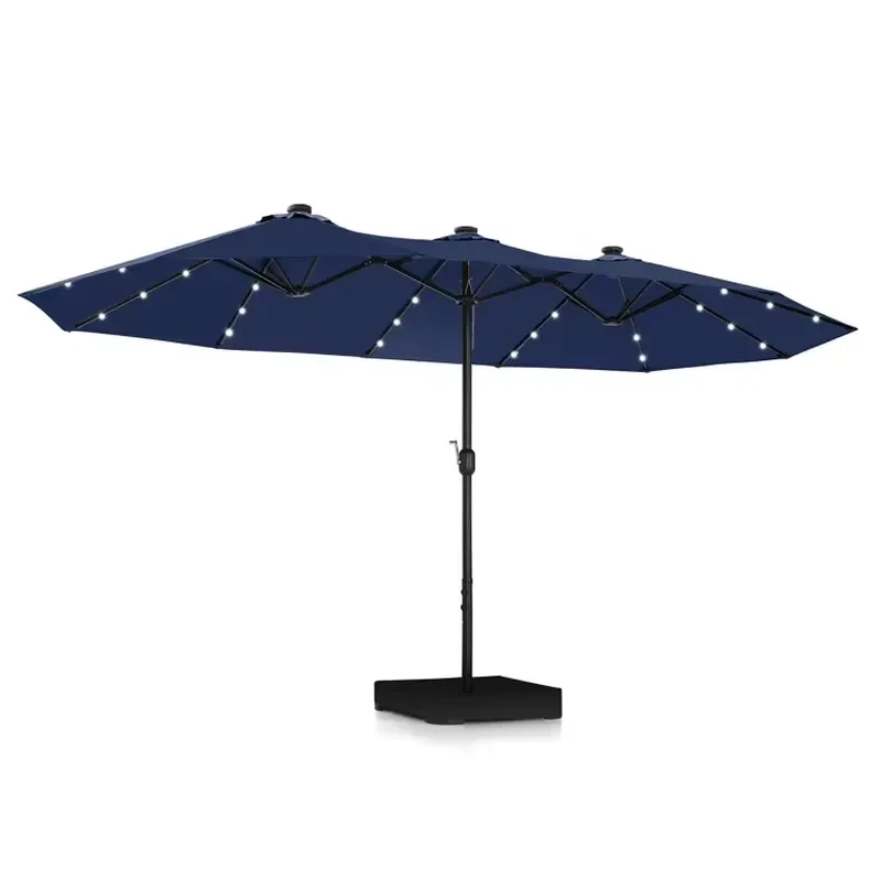Solar Powered Garden Parasol With Tassels Windproof Outdoor Umbrella For Wedding Party Patio Shade Custom Design Light Up