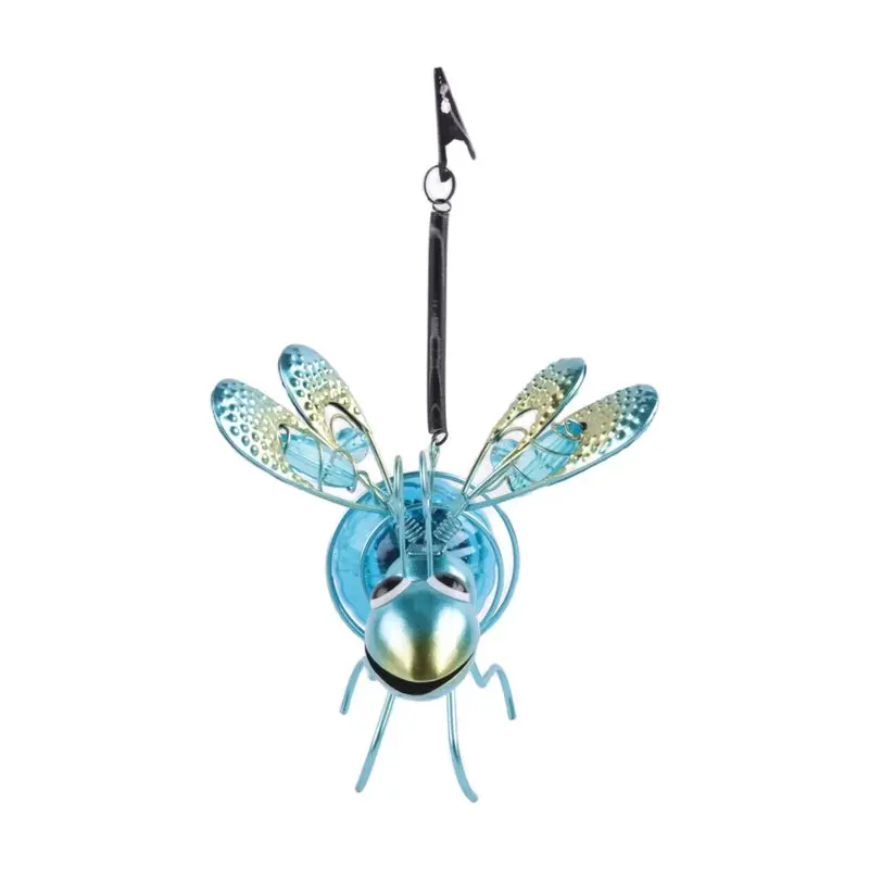 3X Solar Iron Insect Statue With LED Fairy Light Outdoor Hanging Tree Ornament For Fence Yard Courtyard Garden Decor C