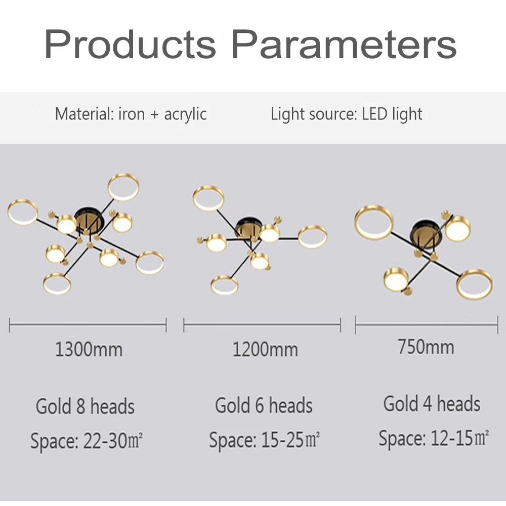 Modern LED Pendant Lamp Nodic Minimalism Ceiling Light Gold Black Hanging Chandelier lights Stepless Dimming Remote Control for