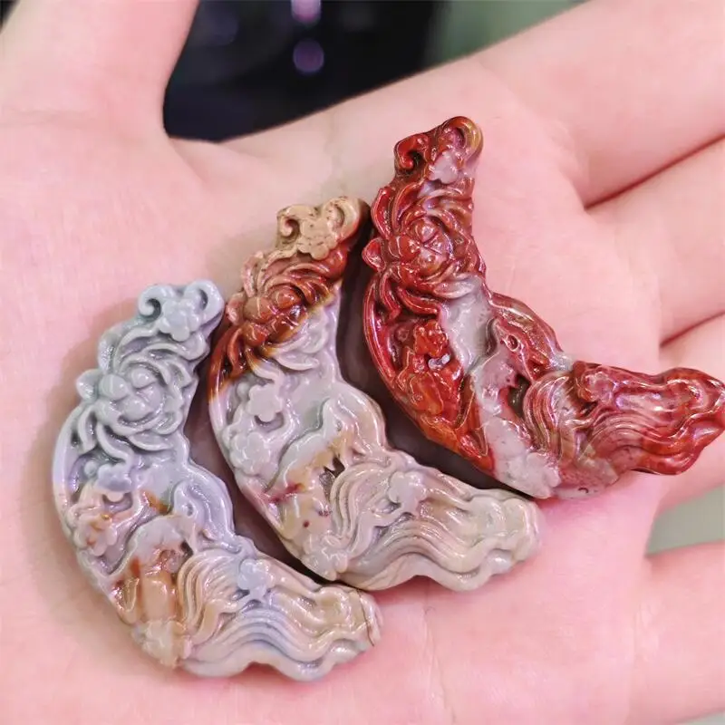 Natural Alxa Agate Nine-tailed Fox Mini Carving Crystal Love Healing Fengshui Gemstones HomeDecoration Holiday Gift 1PCS