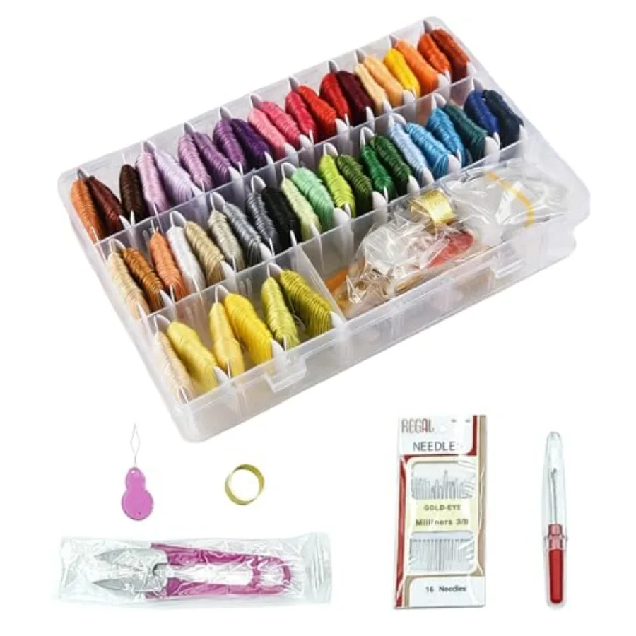 

Набор ниток для вышивания: 50 цветов ниток для вышивки крестом, 20 шт. аксессуаров для вышивания и принадлежностей для рукоделия, материалы для ручной вышивки.