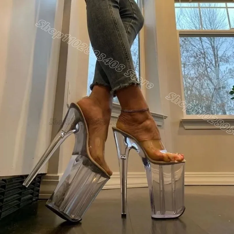 

Прозрачные сексуальные шлепанцы на платформе из ПВХ с открытым носком в британском стиле для женщин, весенние вечерние танцевальные шлепанцы, Zapatos Para Mujeres