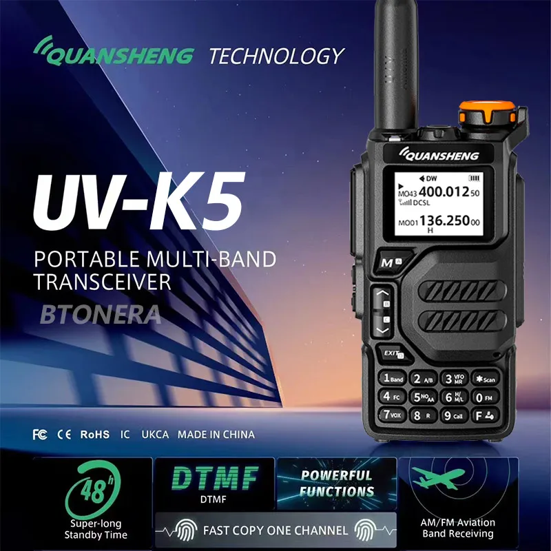 Quansheng-walkie-talkie portátil UV K5, Radio Am Fm bidireccional, estación de conmutación Amateur, conjunto inalámbrico, receptor de largo alcance